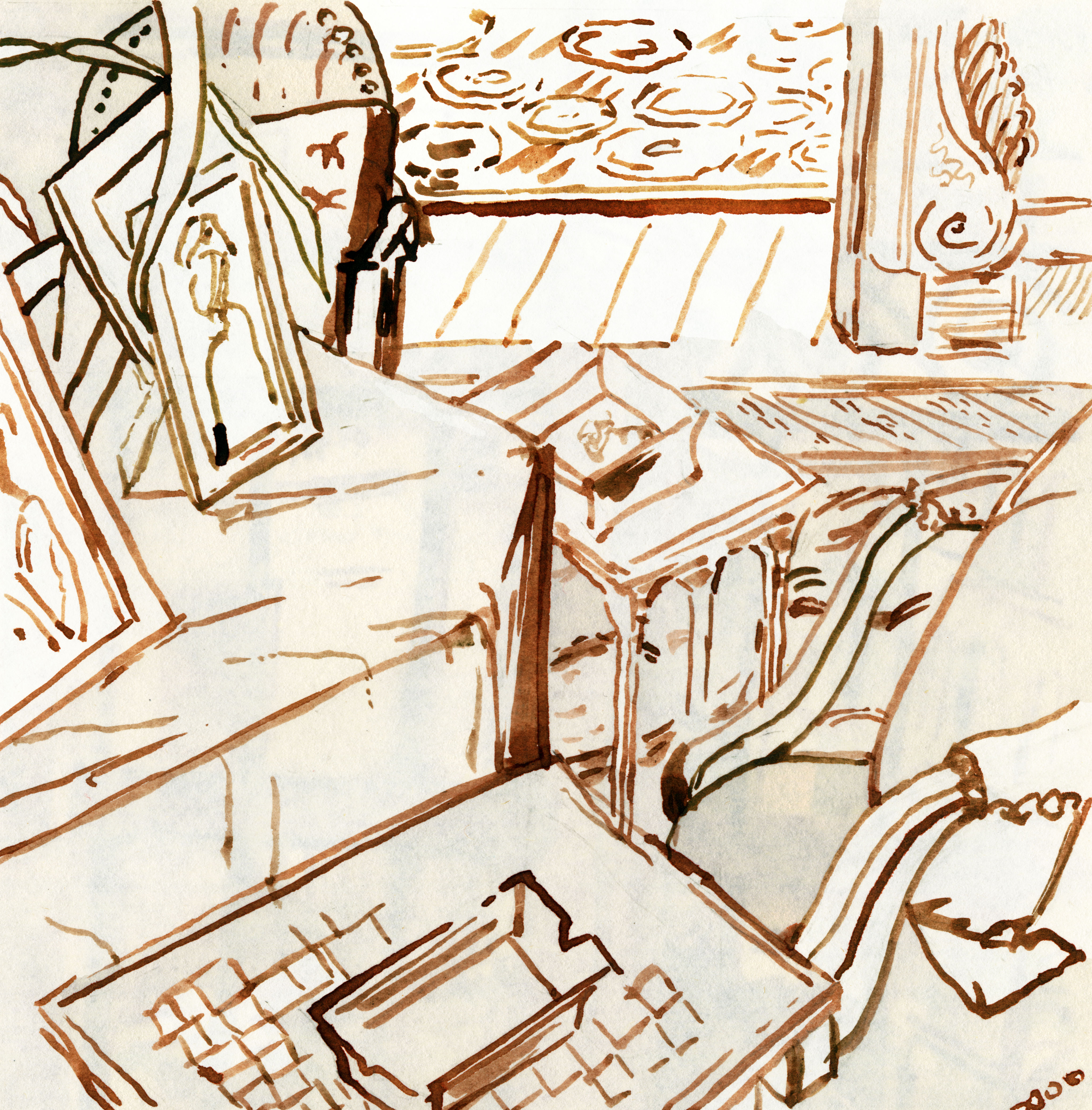 248 Interno con tavolo e portafotografie 2017