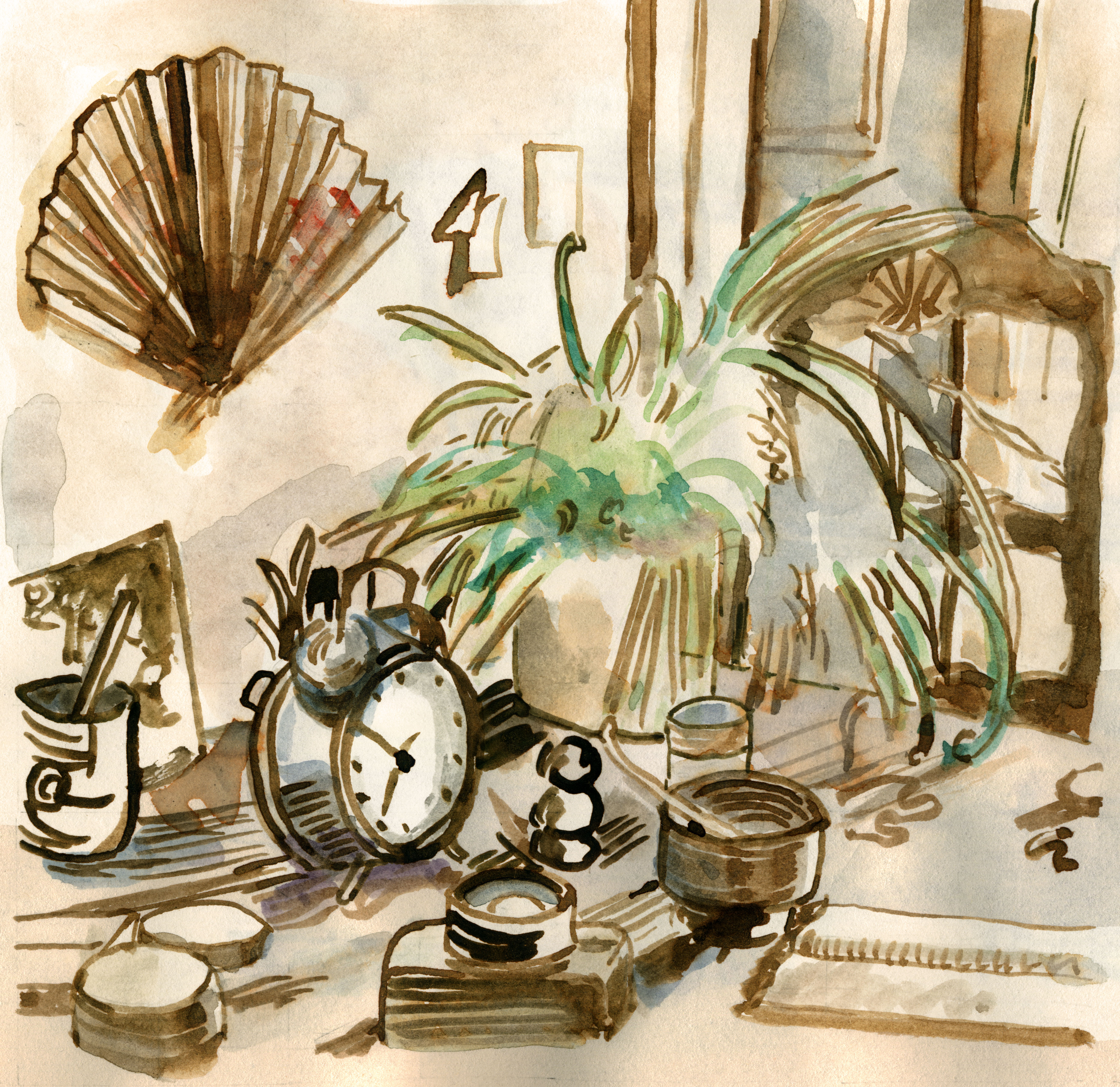 261 Interno con tavolo e pianta 2017