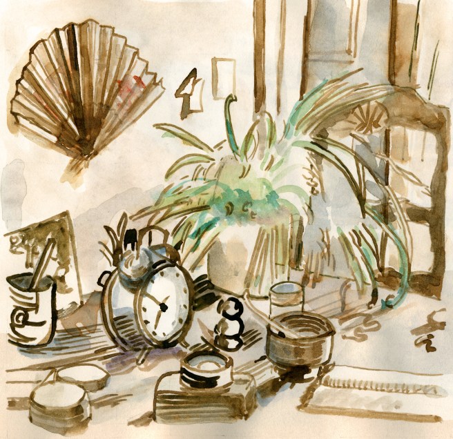 261 Interno con tavolo e pianta 2017